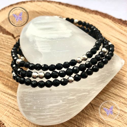 Black Onyx Faceted Beaded Bracelet